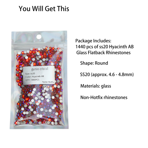 SS20 Hyacinth Orange AB Glass Rhinestones