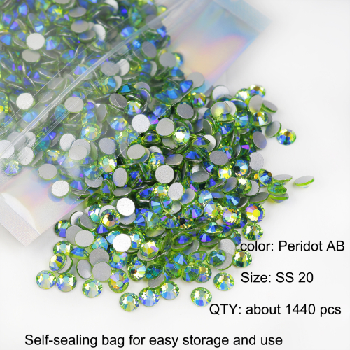 Genie Crystal Light Green Peridot AB Glass Rhinestones