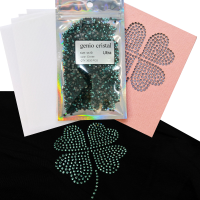 SS10 Green Rhinestones with Clover Template &amp; Transfer Tape